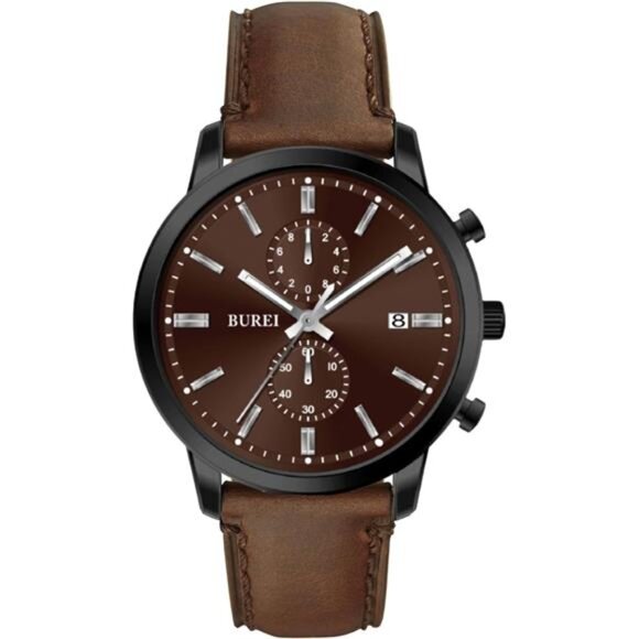 Men's Leather Watches Chronograph Quartz Watches for Men Classic Fashion